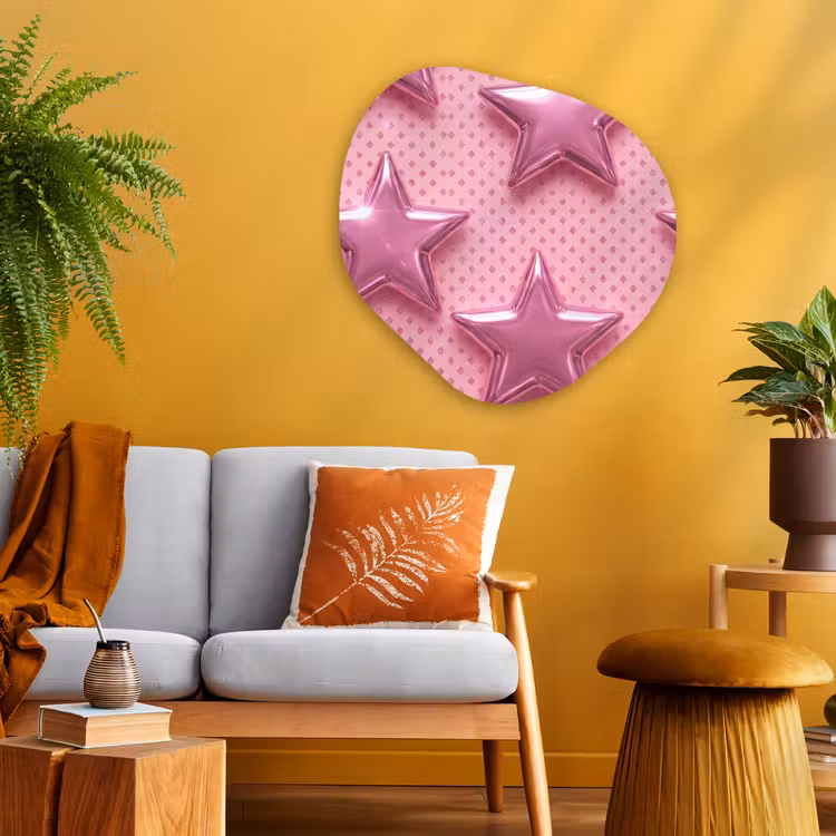 Organisch schilderij aluminium - Sterren - Roze - Abstract — 3