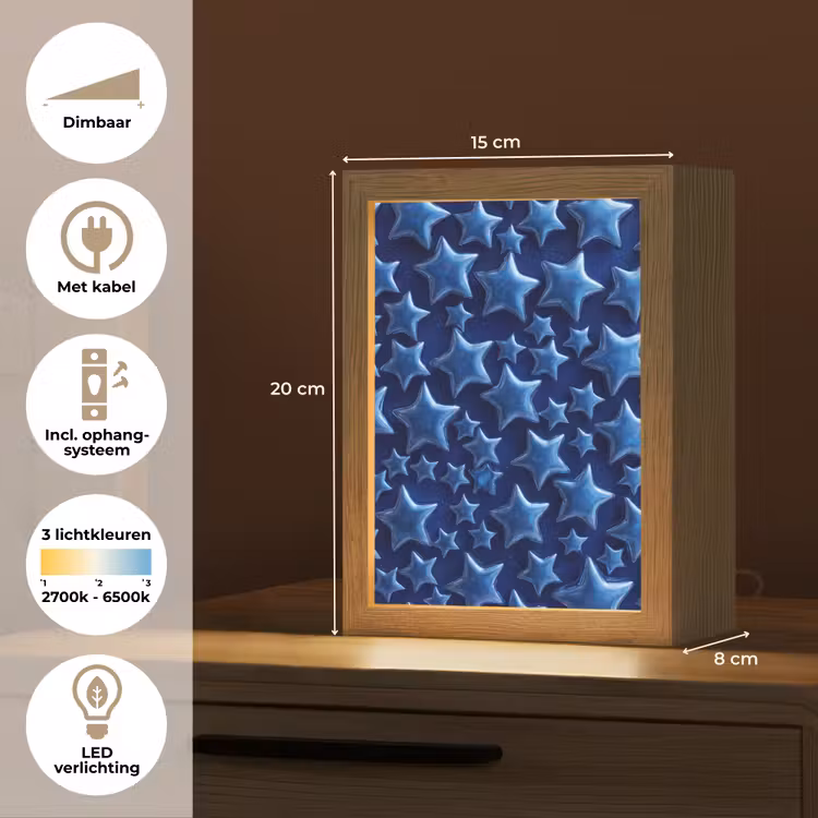 Gepersonaliseerd Lightbox - Blauwe sterren patroon — 7