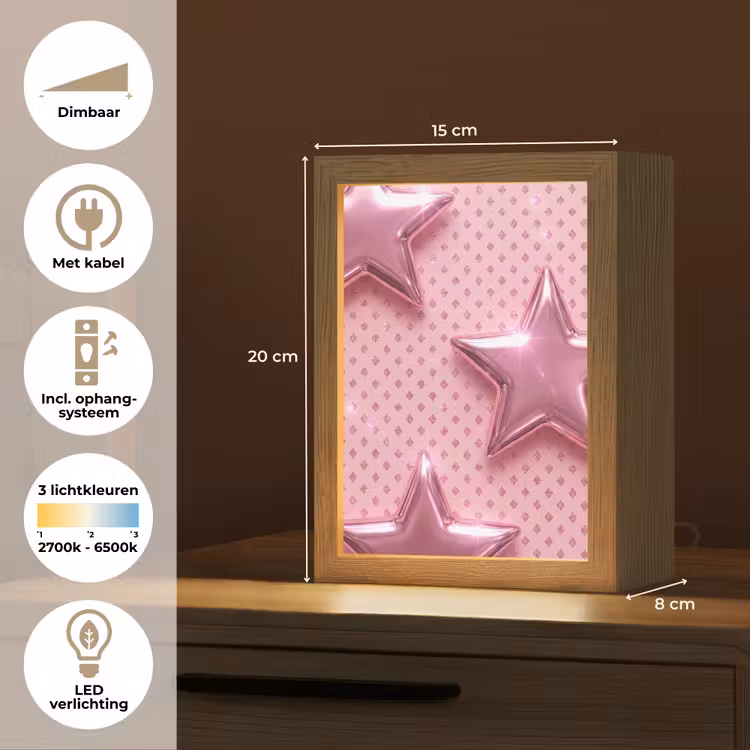 Gepersonaliseerd Lightbox - Sterren - Roze - Abstract — 7