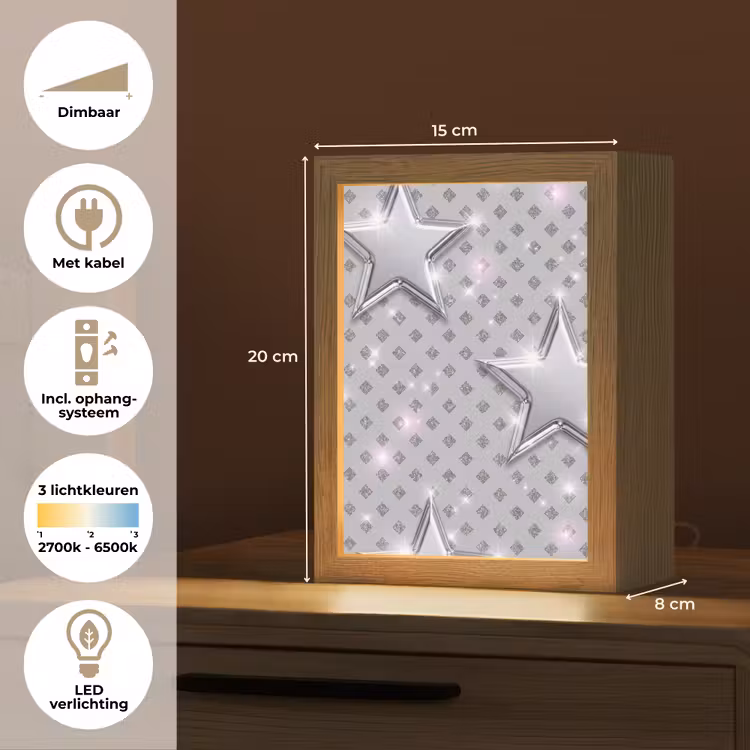 Gepersonaliseerd Lightbox - Sterren - Zilver - Abstract — 7