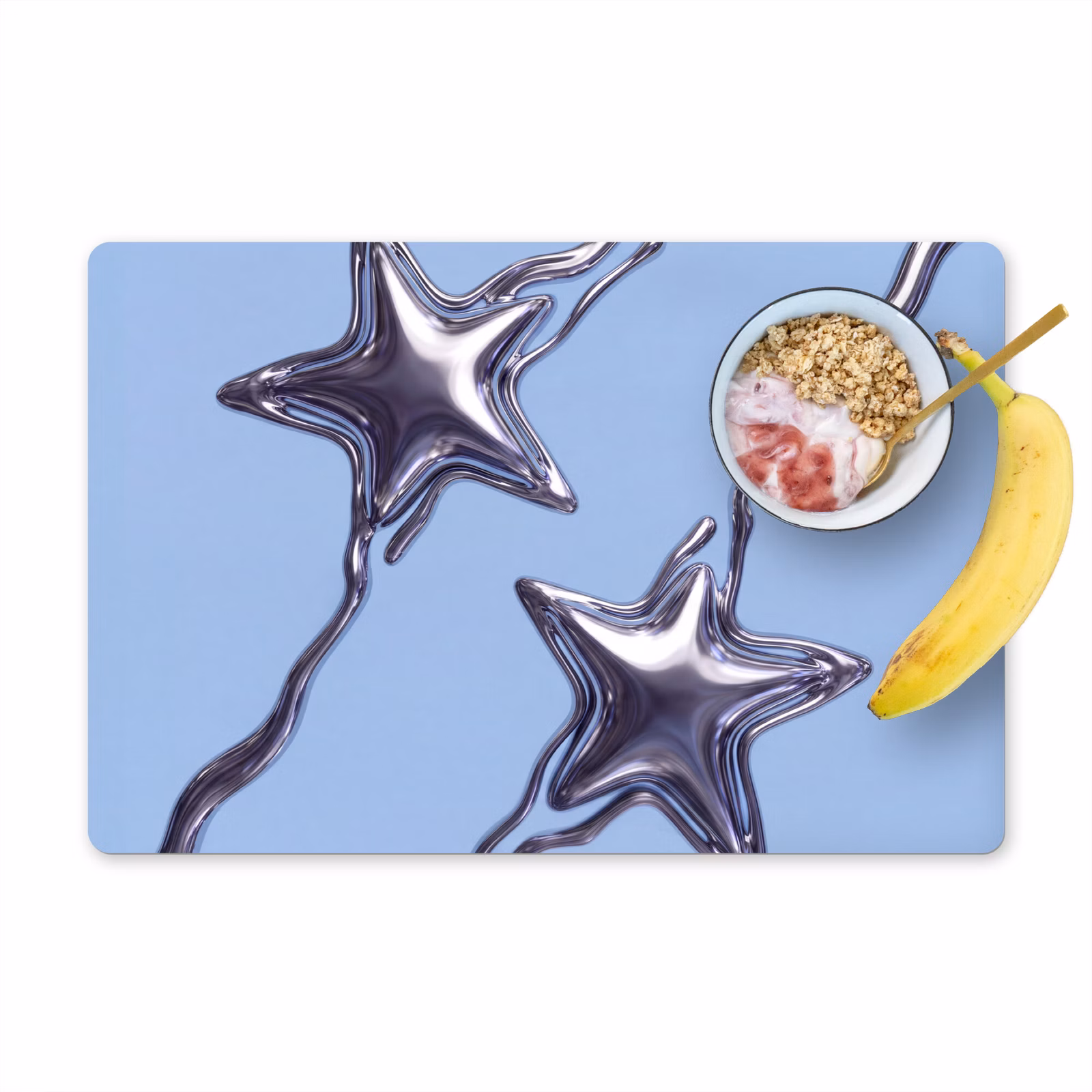 Placemat - 6 stuks - Sterren - Vloeibaar - Zilver — 1