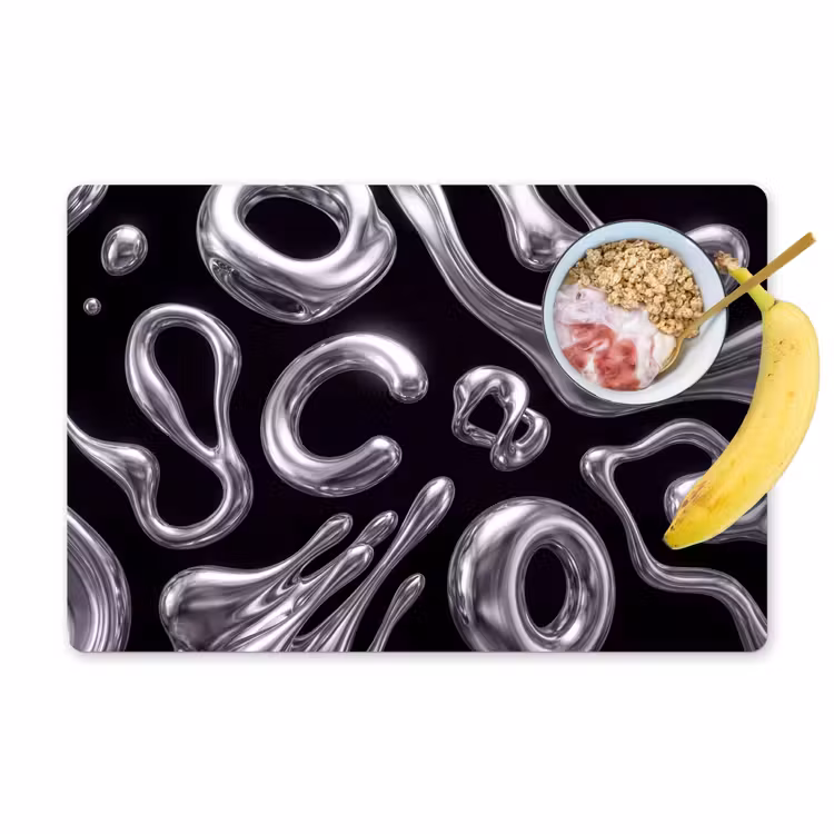 Placemat - 6 stuks - Abstract - Vormen - Zilver — 1