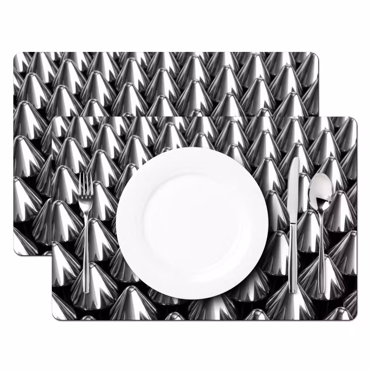 Placemat - 6 stuks - Metalen kegels - Patroon — 2
