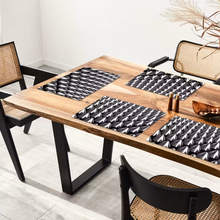 Placemat - 6 stuks - Metalen kegels - Patroon — 3