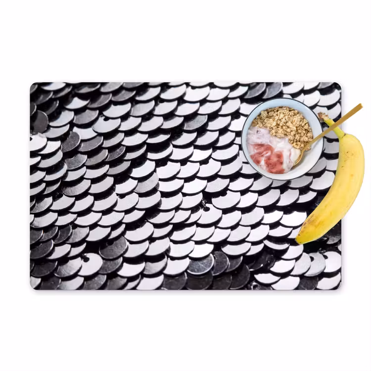 Placemat - 6 stuks - Pailletten - Zilver - Patroon — 1