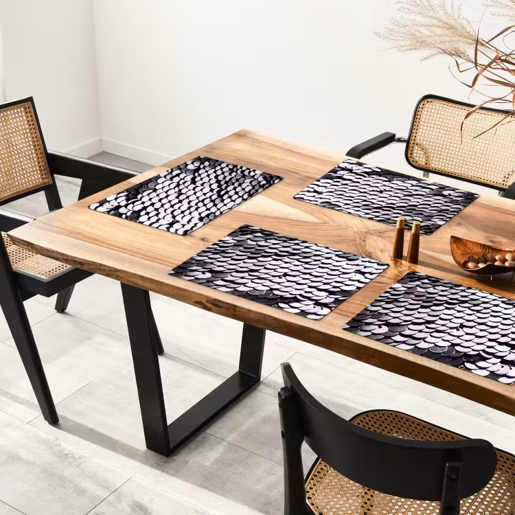 Placemat - 6 stuks - Pailletten - Zilver - Patroon — 3