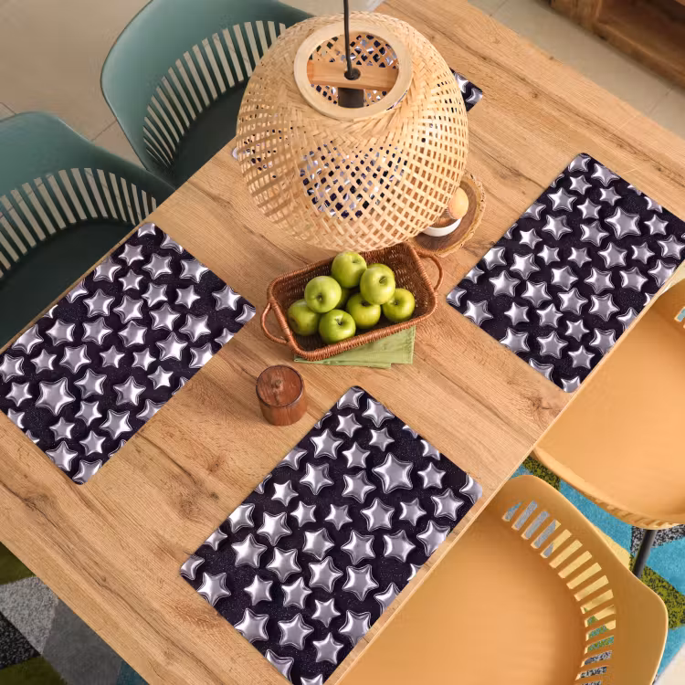 Placemat - 6 stuks - Sterren - Glanzend - Patroon — 4