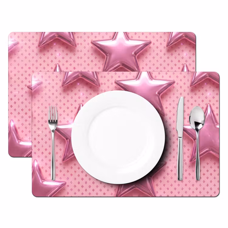 Placemat - 6 stuks - Sterren - Roze - Abstract — 2