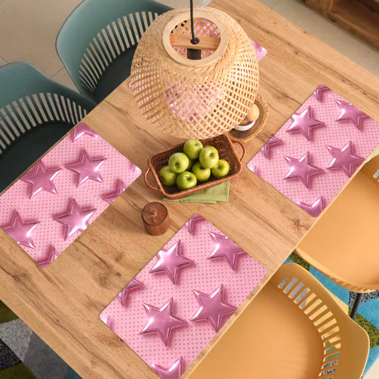 Placemat - 6 stuks - Sterren - Roze - Abstract — 4