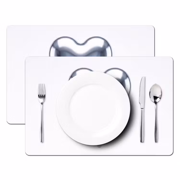 Placemat - 6 stuks - Zilveren hart - Abstract — 2