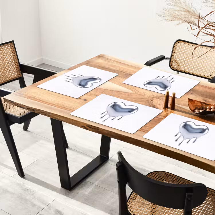 Placemat - 6 stuks - Zilveren hart - Abstract — 3