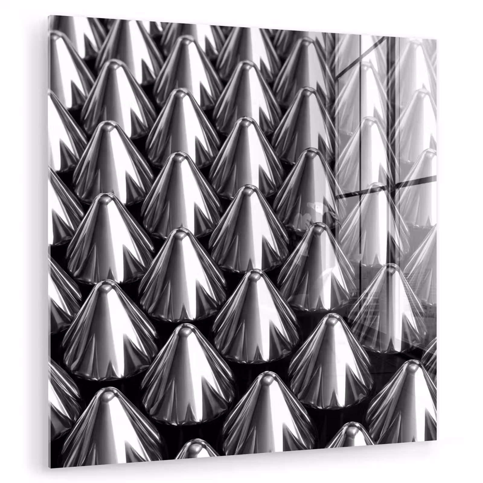 Glas schilderij - Metalen kegels - Patroon — 1