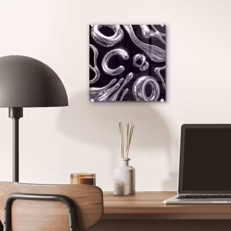 Glas schilderij - Abstract - Vormen - Zilver — 7