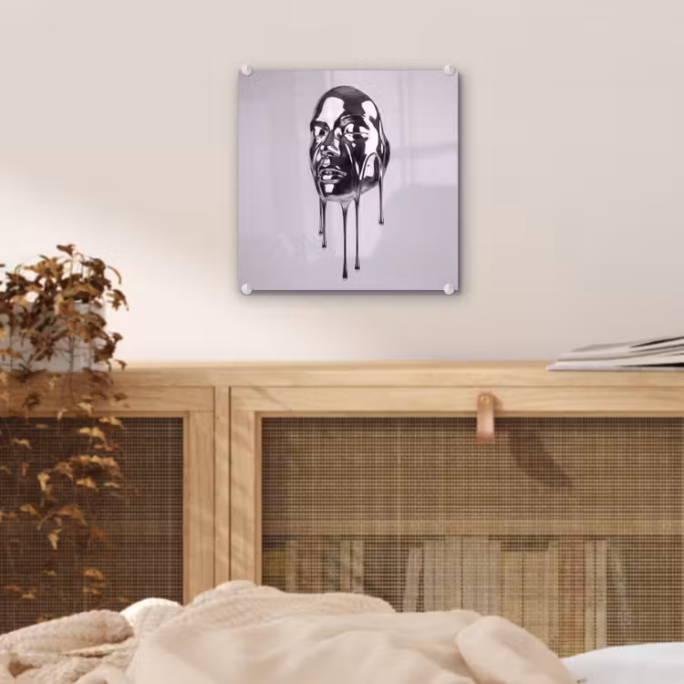 Glas schilderij - Hoofd - Smeltend - Abstract — 5