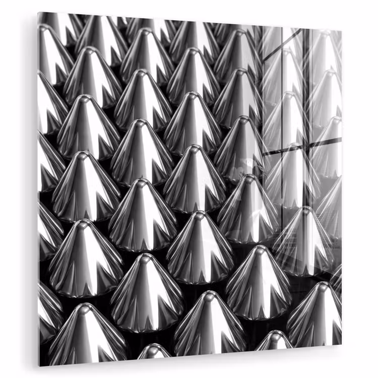 Glas schilderij - Metalen kegels - Patroon — 1