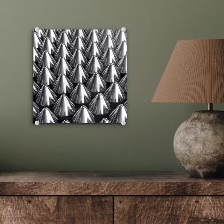 Glas schilderij - Metalen kegels - Patroon — 4