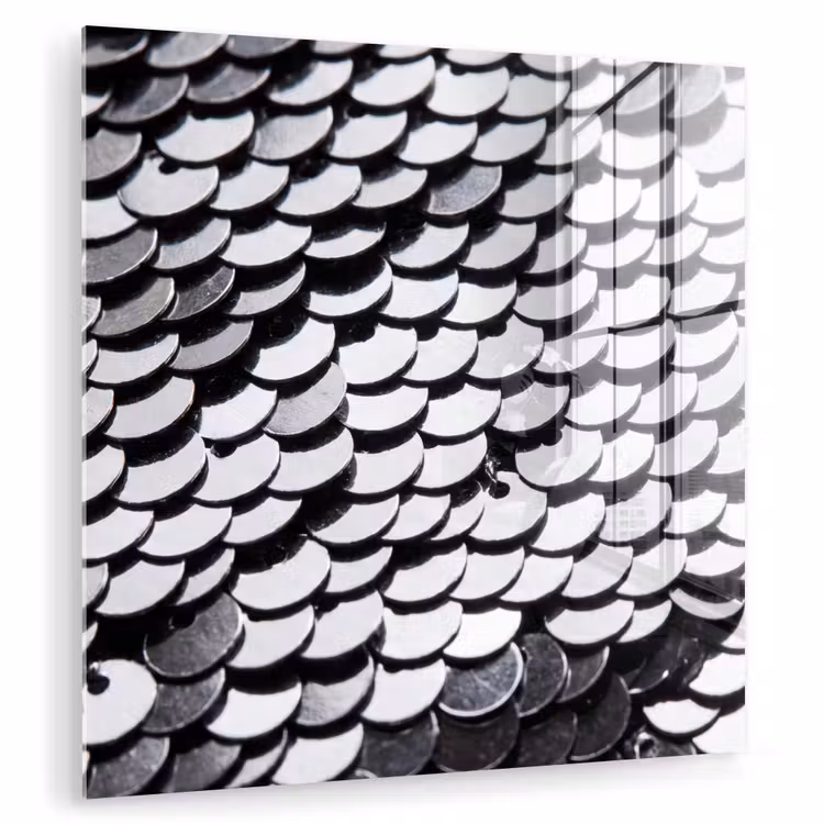 Glas schilderij - Pailletten - Zilver - Patroon — 1