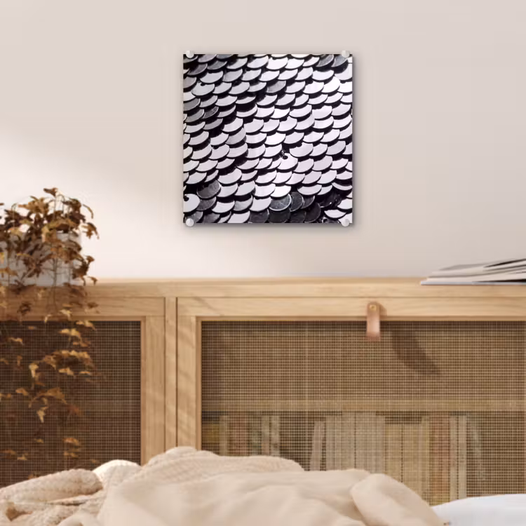 Glas schilderij - Pailletten - Zilver - Patroon — 5