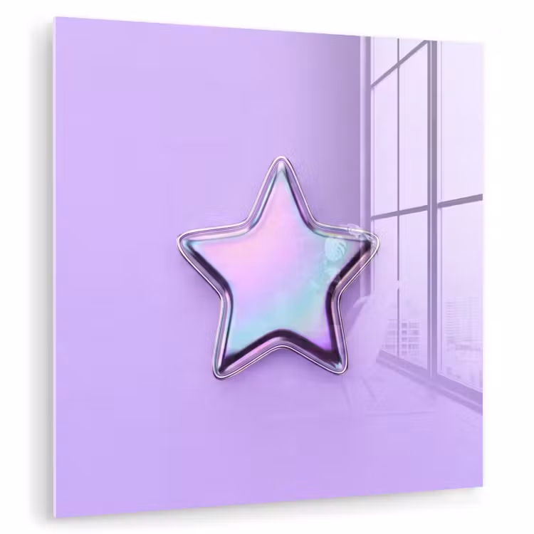 Glas schilderij - Ster - Holografisch - Modern — 1