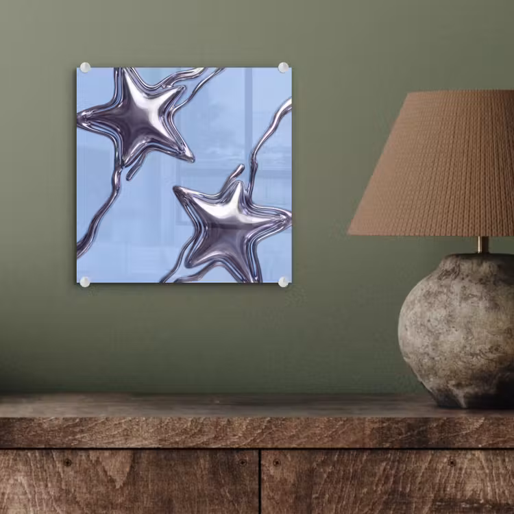Glas schilderij - Sterren - Vloeibaar - Zilver — 4