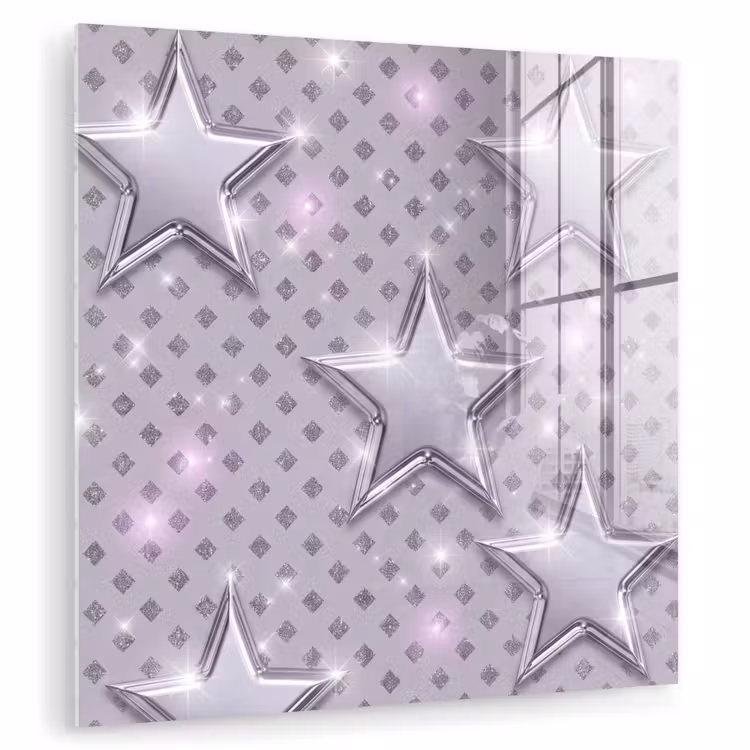 Glas schilderij - Sterren - Zilver - Abstract — 1