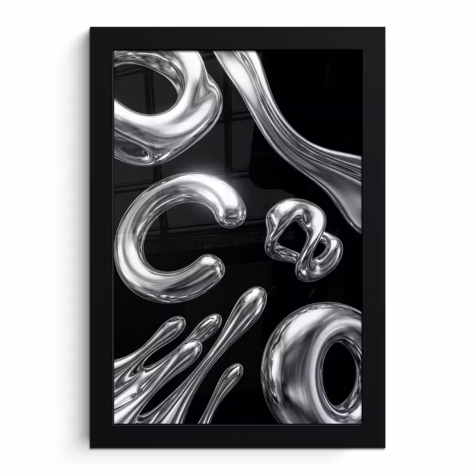 Poster met lijst - Abstract - Vormen - Zilver — 1