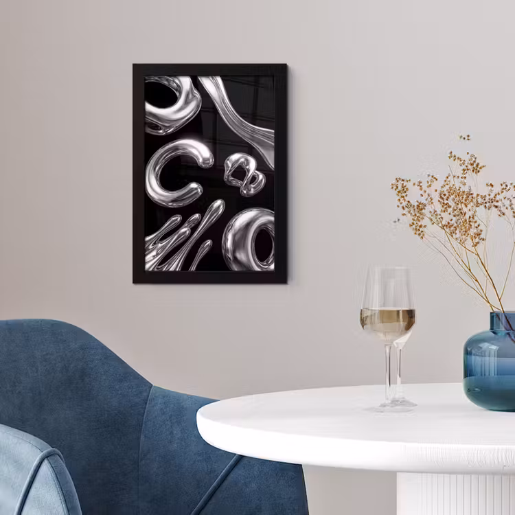 Poster met lijst - Abstract - Vormen - Zilver — 2