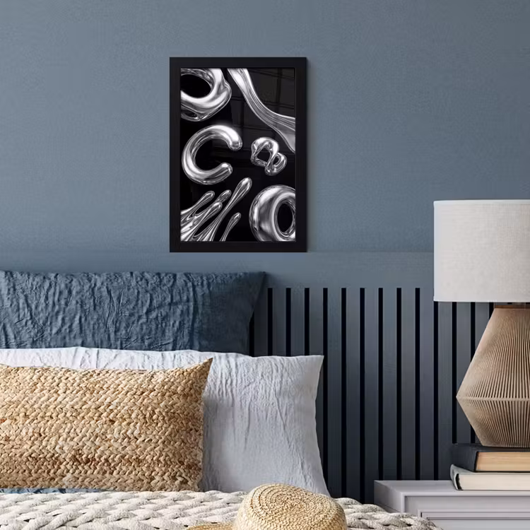 Poster met lijst - Abstract - Vormen - Zilver — 4