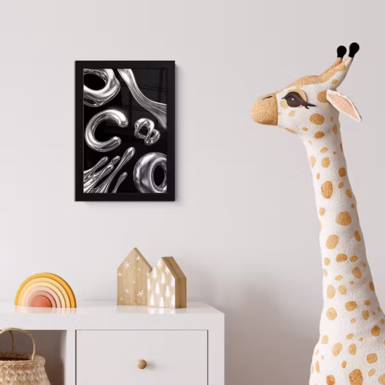Poster met lijst - Abstract - Vormen - Zilver — 5