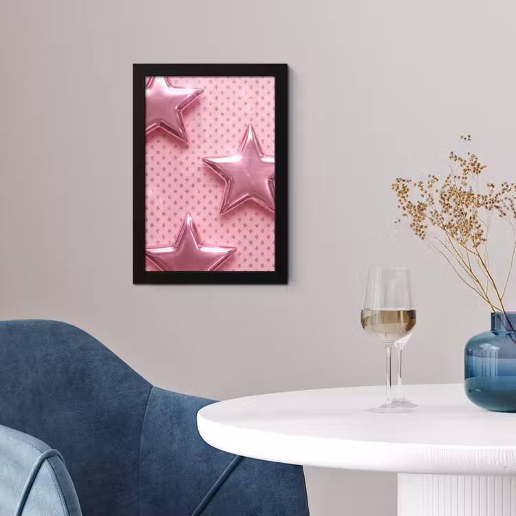 Poster met lijst - Sterren - Roze - Abstract — 2