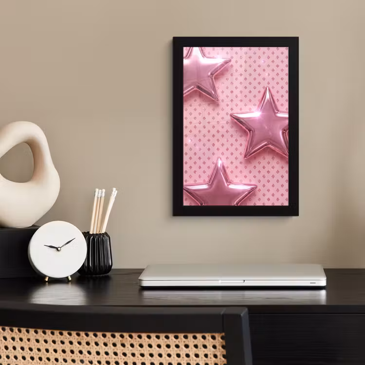 Poster met lijst - Sterren - Roze - Abstract — 3