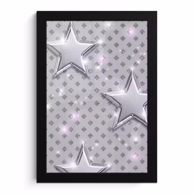 Poster met lijst - Sterren - Zilver - Abstract — 1