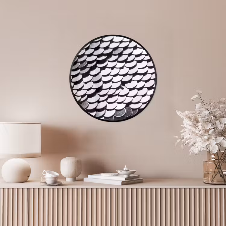 Ronde fotolijst - Pailletten - Zilver - Patroon — 5
