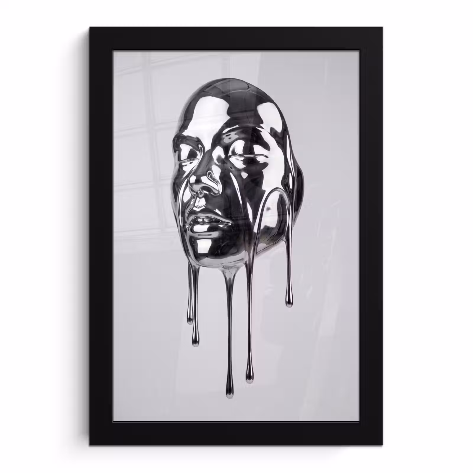 Poster met lijst - Hoofd - Smeltend - Abstract — 1