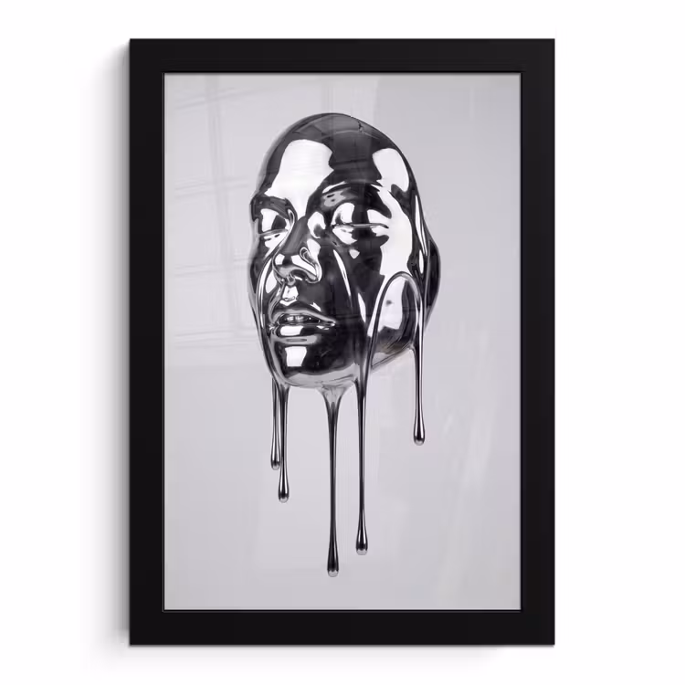 Poster met lijst - Hoofd - Smeltend - Abstract — 1