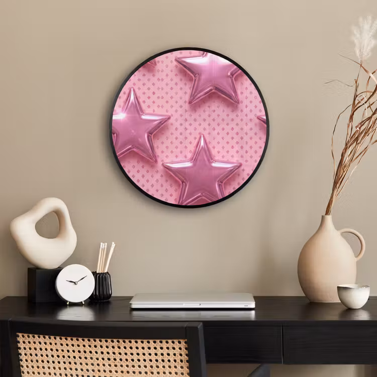 Ronde fotolijst - Sterren - Roze - Abstract — 3