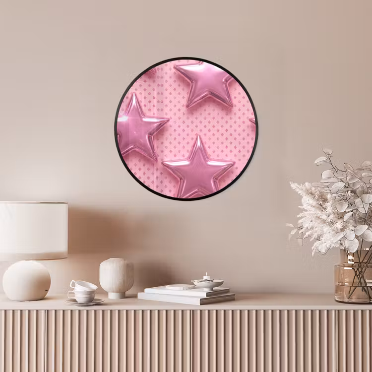 Ronde fotolijst - Sterren - Roze - Abstract — 5