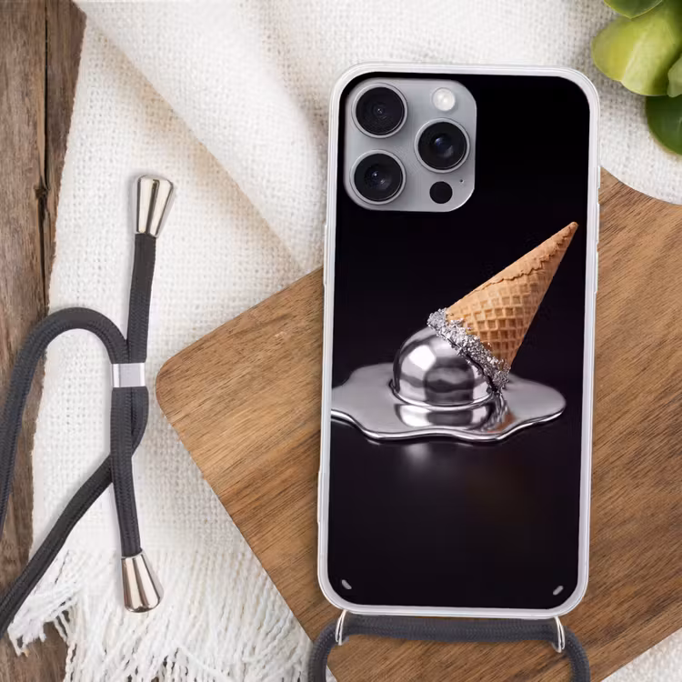 Telefoonhoesje met koord - IJs - Metaal - Abstract — 3