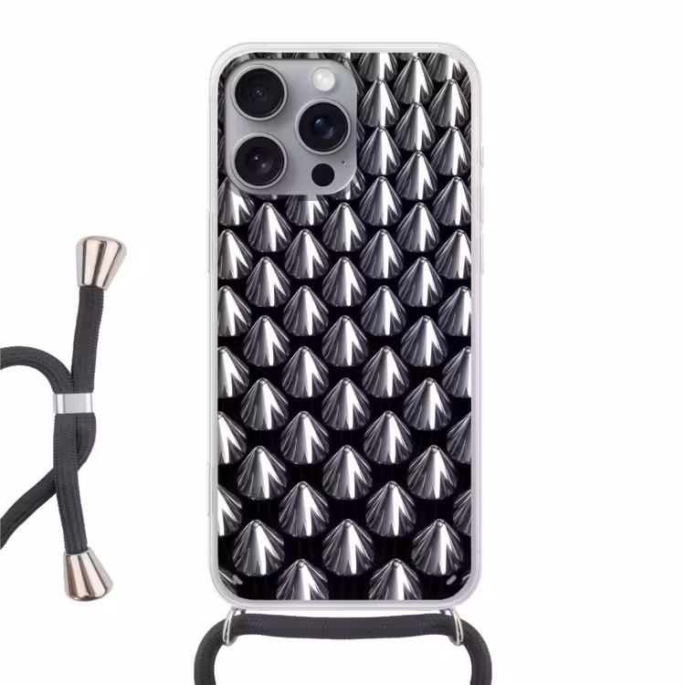 Telefoonhoesje met koord - Metalen kegels - Patroon — 1