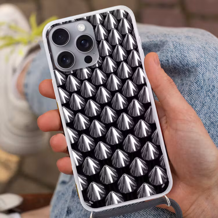Telefoonhoesje met koord - Metalen kegels - Patroon — 2