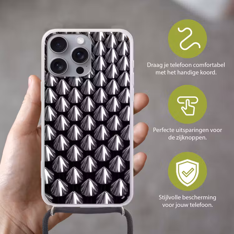 Telefoonhoesje met koord - Metalen kegels - Patroon — 4
