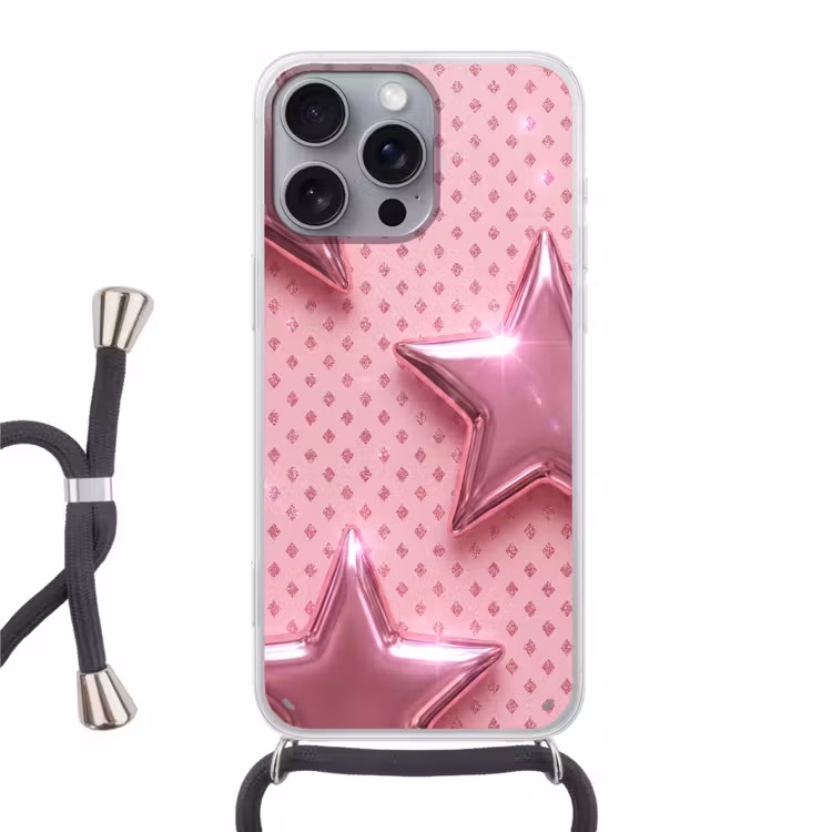 Telefoonhoesje met koord - Sterren - Roze - Abstract — 1