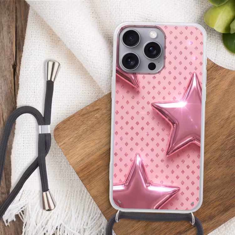 Telefoonhoesje met koord - Sterren - Roze - Abstract — 3