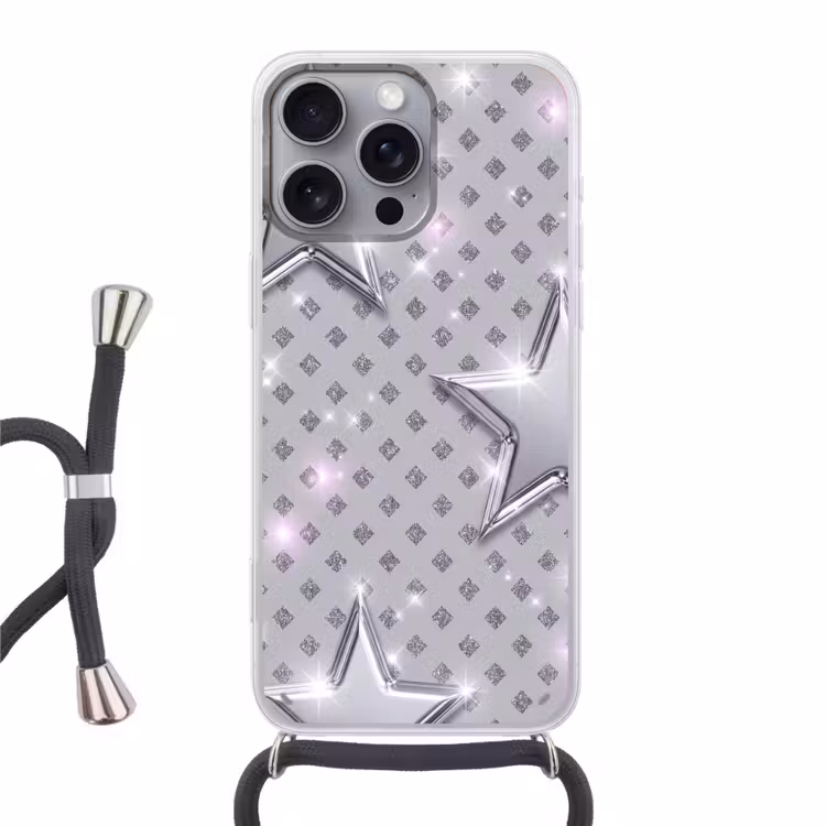 Telefoonhoesje met koord - Sterren - Zilver - Abstract — 1