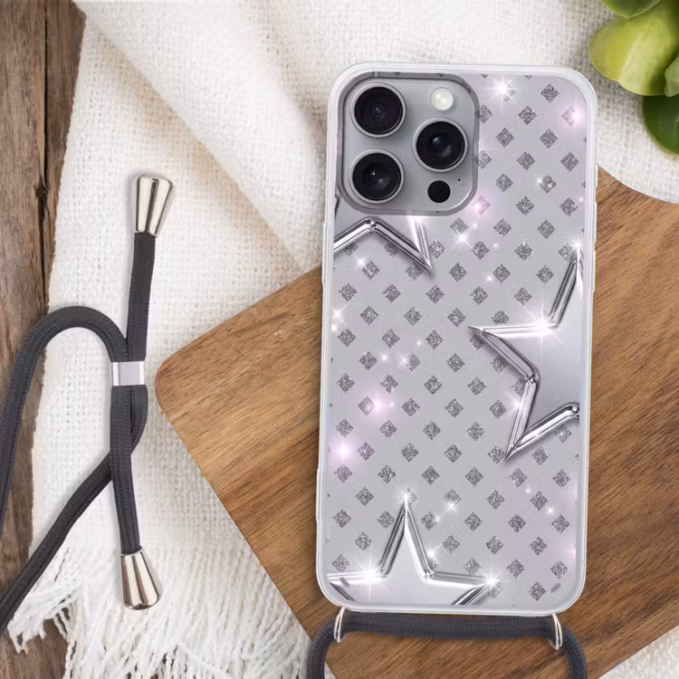 Telefoonhoesje met koord - Sterren - Zilver - Abstract — 3
