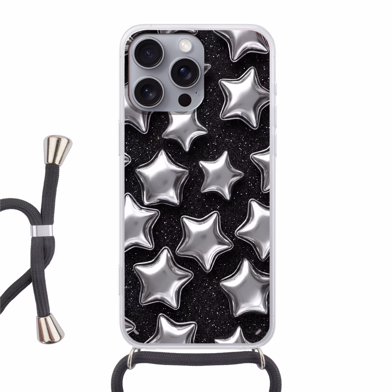 Telefoonhoesje met koord - Sterren - Glanzend - Patroon — 1