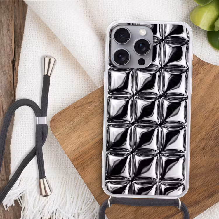 Telefoonhoesje met koord - Patroon - Abstract - Zwart-wit — 3