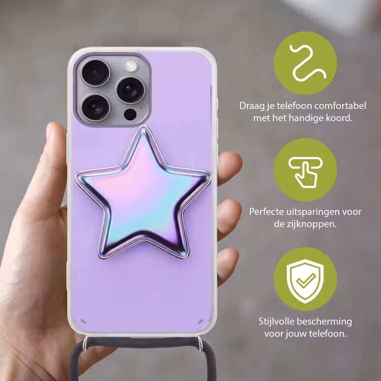 Telefoonhoesje met koord - Ster - Holografisch - Modern — 4