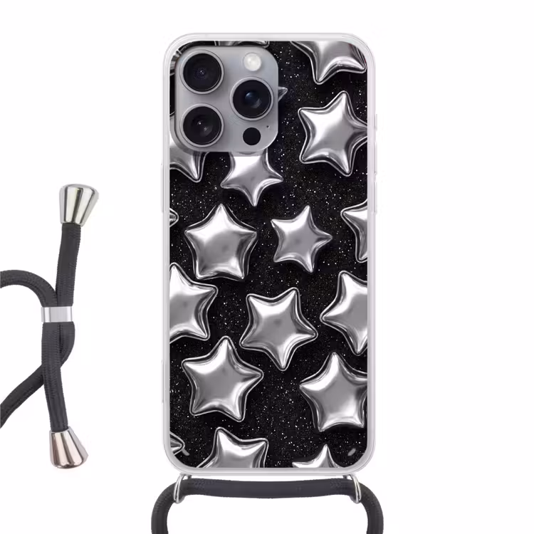 Telefoonhoesje met koord - Sterren - Glanzend - Patroon — 1