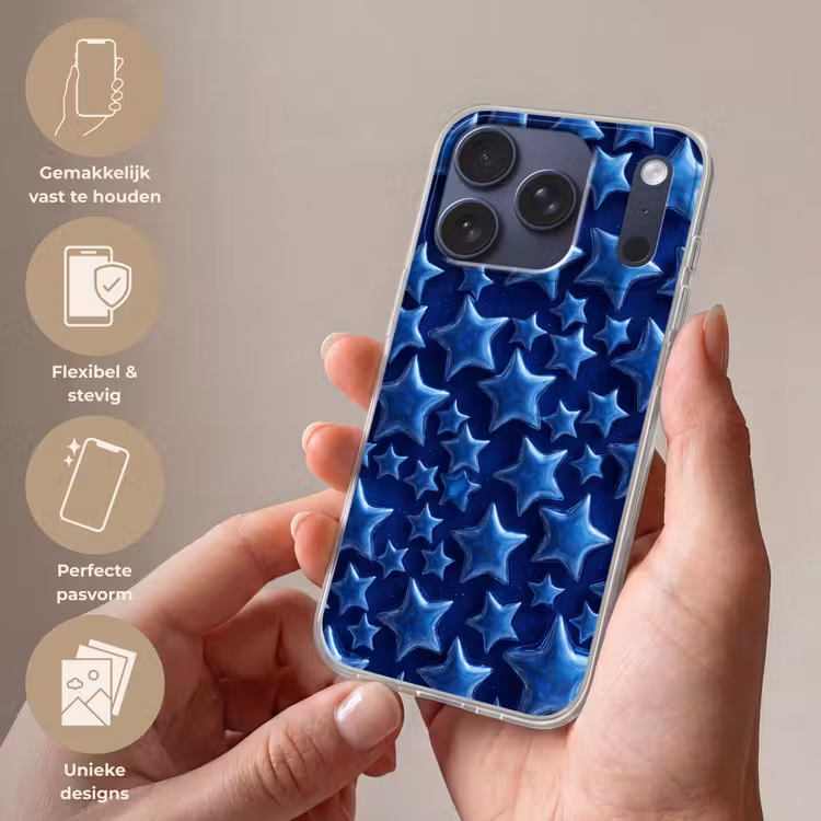 Telefoonhoesje - Blauwe sterren patroon — 4